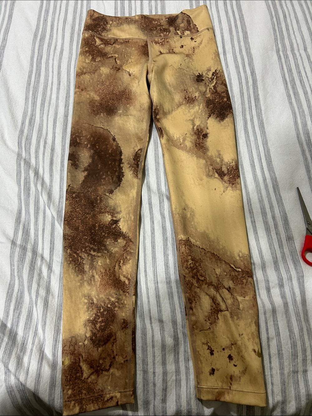 Nike One High-Rise Tie-Dye Leggings in Tan and Brown